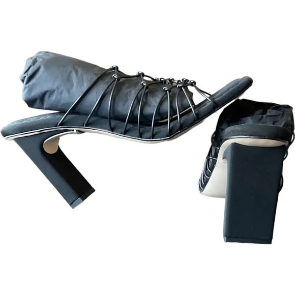 Good American Heels Black Sandals Caged Neoprene NIB Size 8.5 - Picture 3 of 12